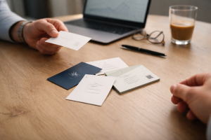 Visitkort i B2B: eksempler, designprincipper og best practice