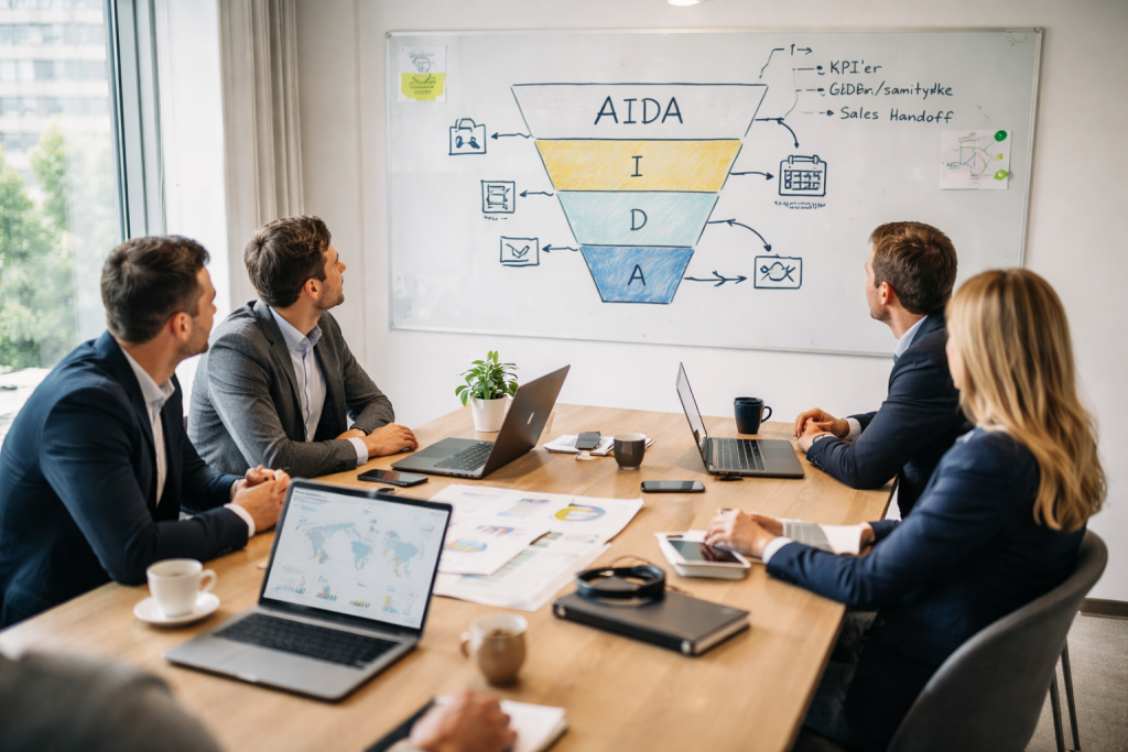 AIDA-modellen i B2B: eksempel, faldgruber og sådan bruger I den i marketing og salg